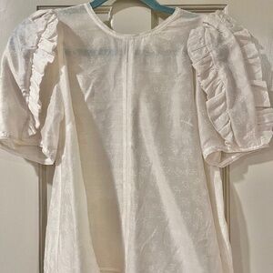 Ulla Johnson sheer floral white top size 8